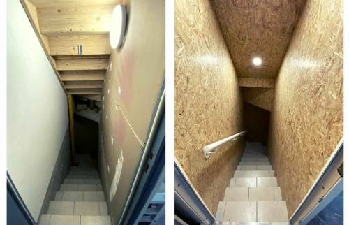 L'accès à la cave avant et après son isolation 