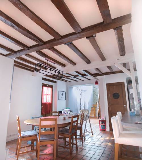 Plafond rénové avec panneaux porte-enduit et enduit traditionnel à la chaux - La Bernerie-en-Retz 44760