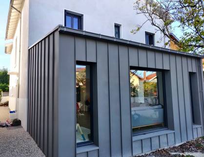 Extension Maison à Lyon - Bron - Habillage zinc - Slate