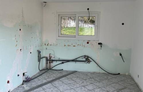 Cuisine déposée - Vue d'ensemble - Travaux en cours
