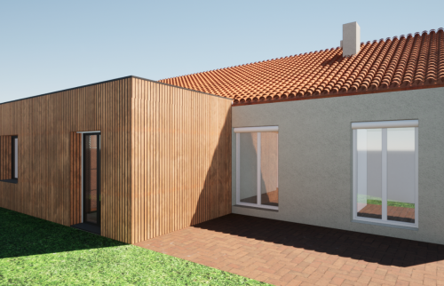 Transformation d'une véranda en extension bois à Vertou - esquisses