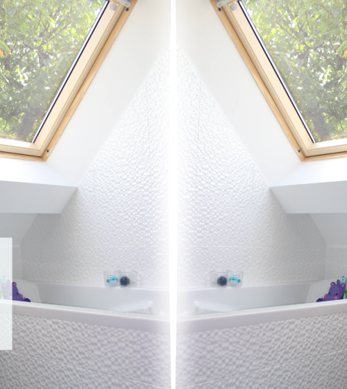 Optimisez vos combles avec une salle de bain lumineuse : fenêtres de toit, textures élégantes et aménagement sur-mesure près de Marmande.