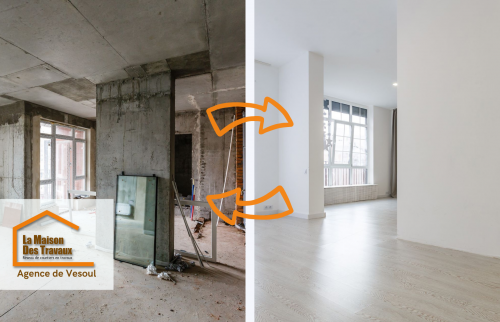 Transformation complète d’un appartement entre Vesoul et Port-sur-Saône : un intérieur brut devenu lumineux et moderne.