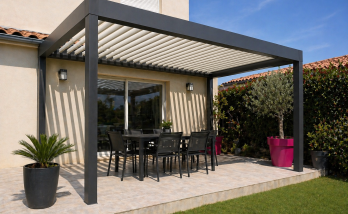 Terrasse après pose de pergola bioclimatique 