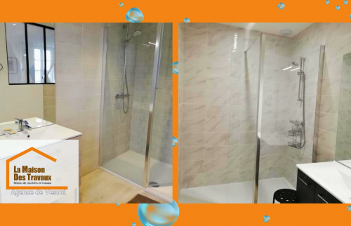 Rénovation de salle de bain près d’Héricourt : douche à l’italienne et meuble suspendu pour un confort moderne signé Gérald Schneider.