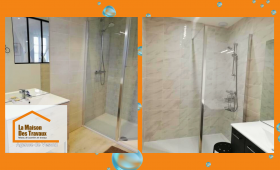 Rénovation de salle de bain près d’Héricourt : douche à l’italienne et meuble suspendu pour un confort moderne signé Gérald Schneider.