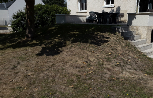 Aménagement d'une jolie allée de jardin en pente