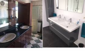 Remplacement du meuble vasque dans une salle de bain en rénovation à Nantes 44