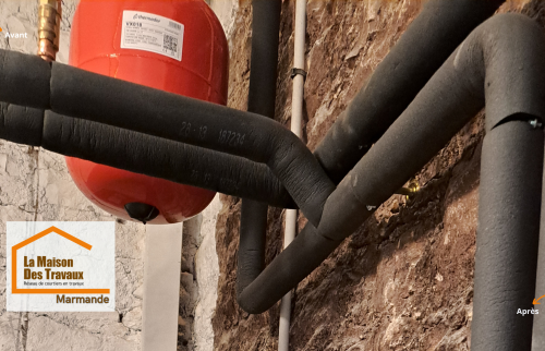 une isolation soignée des tuyaux de chauffage pour limiter les pertes d’énergie et optimiser le rendement de la pompe à chaleur.