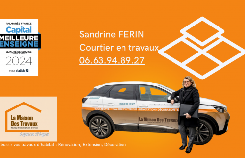 Sandrine Férin, votre courtière en travaux à Agen, vous accompagne pour des rénovations sans stress, avec des artisans de confiance.