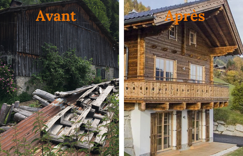 face ferme grange rénovation en bois 