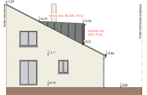 Plan du projet de surélévation de maison à Nantes