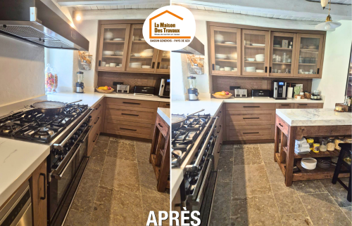  aménagement sur mesure Lully, artisan ébéniste Bassin Genevois, rénovation maison Haute-Savoie, dressing intégré Annemasse, cuisine design rustique