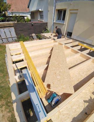 début de construction d'un agrandissement de maison à Sausheim