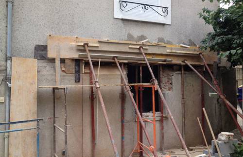 Mur pendant les travaux