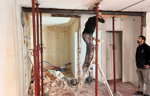 Création d'une ouverture, future cuisine