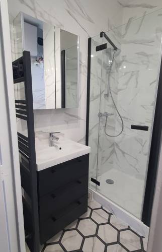 salle d'eau rénovée moderne et élégante - Versailles