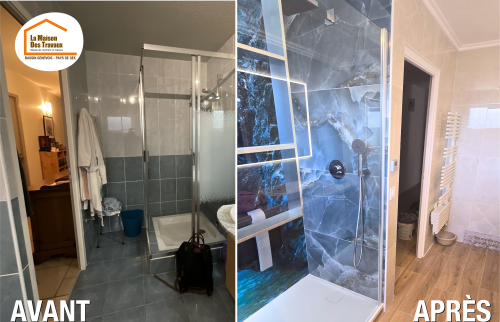 La Maison des Travaux Pays de Gex, rénovation salle de bains Haute-Savoie, création douche italienne, rénovation intérieure Douvaine, artisans salle de bains Douvaine
