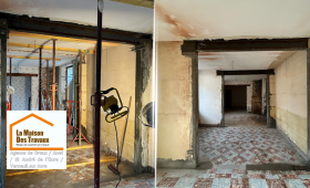 Rénovation structurelle en Eure-et-Loir : Transformation intérieure avec renforcement des murs porteurs et ouverture d’espaces pour un nouvel agencement.