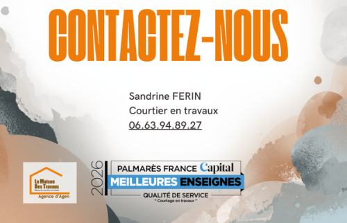 Contactez Sandrine Ferrin, courtière en travaux entre Agen et Boé, pour accompagner votre projet de rénovation intérieure ou salle de bain.