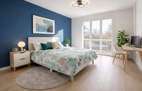 Parquet stratifié sol terminé chambre adulte Lyon 69005