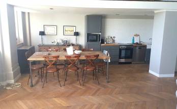 Rénovation d'un parquet en pointe de Hongrie à Dinard