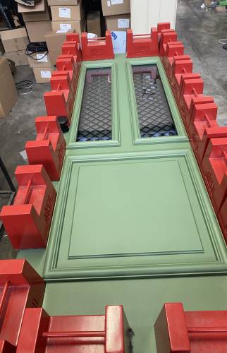 Etape de séchage des panneaux encollés