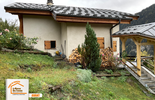 La Maison des Travaux Albertville, extension maison Savoie, crépi façade extension, artisans rénovation extérieure, extension parfaitement intégrée