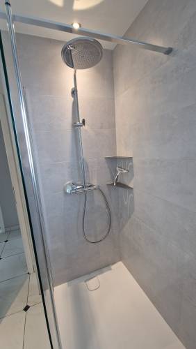 Douche, paroi et tablette, salle de bain à Hésingue