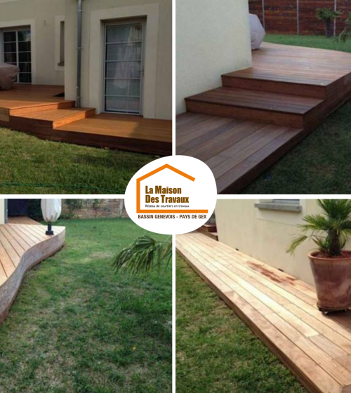 La Maison des Travaux Pays de Gex, création terrasse Léaz, terrasse bois sur mesure, aménagement extérieur Pays de Gex, artisan terrasse pays de gex