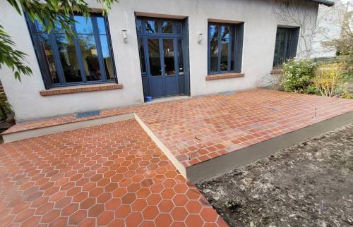 Terrasse carreaux en terre cuite
