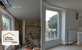 Ancien espace brut avant travaux dans le Finistère Sud, point de départ d’un projet de création de buanderie accompagné par La Maison Des Travaux Quimper.