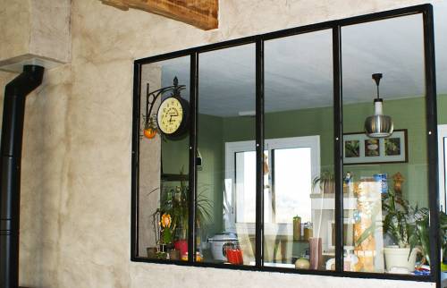 Verrière d'intérieur vue du salon en pavillon - Crozon (29160)