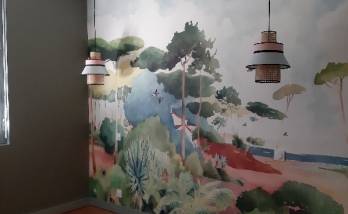 Rénovation d'appartement à Crozon (29160 ) pose de papier panoramique salon 