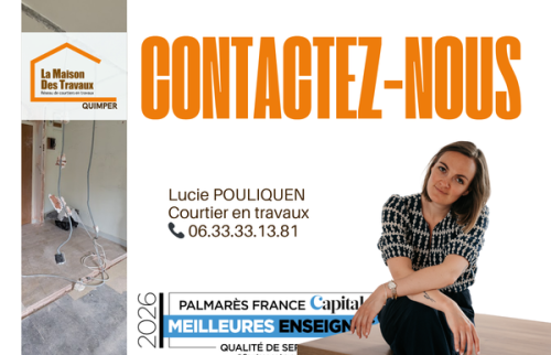 Lucie Pouliquen, courtière en travaux à Quimper pour La Maison Des Travaux, accompagne les projets de rénovation complète d’appartements et de maisons dans le Finistère Sud.