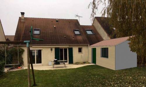 Simulation 3D d'un agrandissement de maison - Brie-Comte-Robert 77170