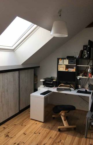 Bureau pour le télétravail - Chambre à coucher - Aménagement de combles à Vertou  (44) de 65 m²