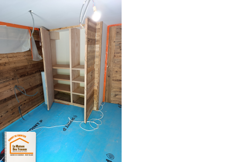 placard sur mesure Les Houches, menuiserie bois massif montagne, rangement appartement montagne, artisan menuisier Haute-Savoie, la maison des travaux chamonix