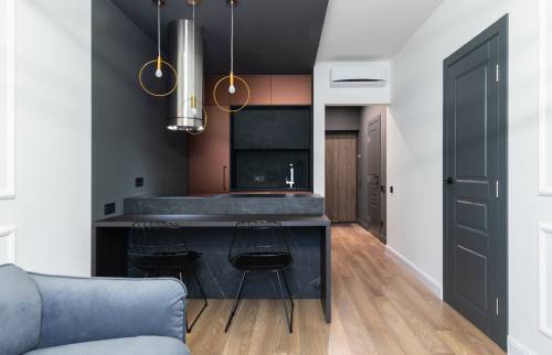 Pièce de vie avec la cuisine comme élément central - Paris