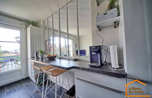 Cuisine et verrière après rénovation (Montgeron 91230)