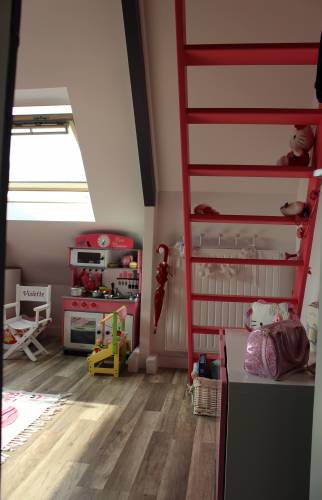 Création trémie pour petit escalier bois accès mezzanine espace jeux - Chambourcy - 78240 -