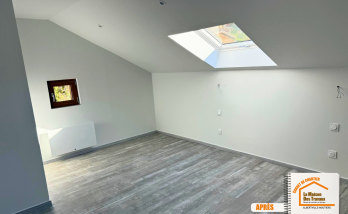 combles transformés en appartement, création chambre et salon, dressing sur mesure bois, travaux d’isolation Queige, courtier en rénovation Savoie