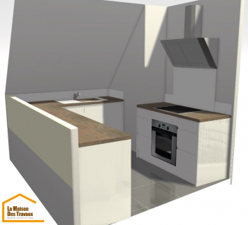 Modélisation 3D d'une cuisine à rénover dans un appartement - Brie-Comte-Robert 77170