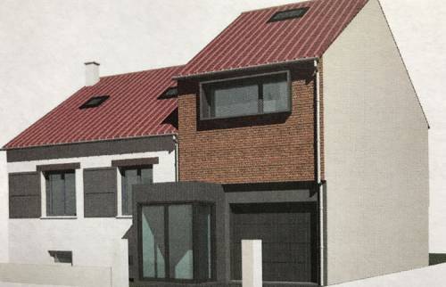 Conception 3D d'une extension de maison à Carvin : mariage brique rouge et style traditionnel.