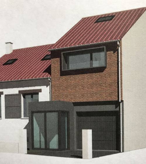 Conception 3D d'une extension de maison à Carvin : mariage brique rouge et style traditionnel.