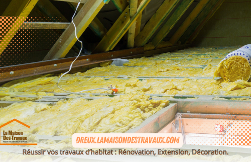 Économies d'énergie : isolation des combles à la laine de verre près d'Anet