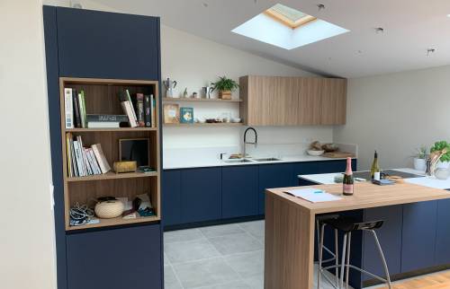 Cuisine Bleue et Bois La Maison des Travaux Rouen 