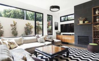 salon moderne véranda vue sur le jardin