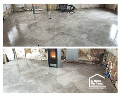 pose de carrelage salon séjour