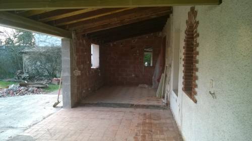 Terrasse avant travaux de fermeture et ouverture de mur porteur - Villebrumier 82